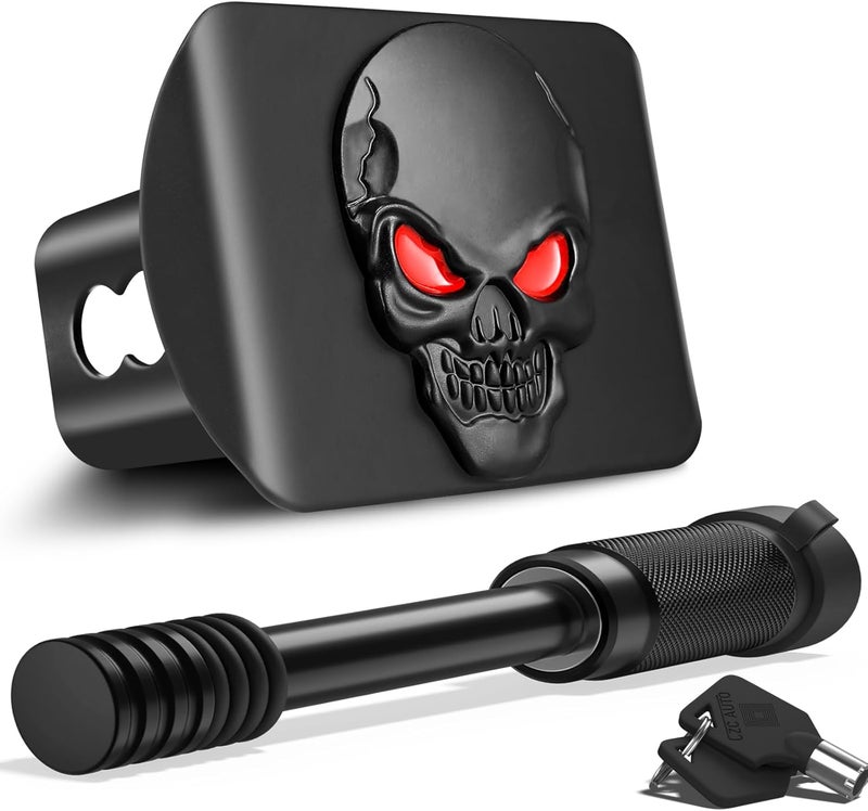 OGYE Metal Skull 3D Emblem Hitch Cover Fits 2" Receivers(with 5/8" Pin Dia Anti-Theft Trailer Hitch Lock) - Image 1